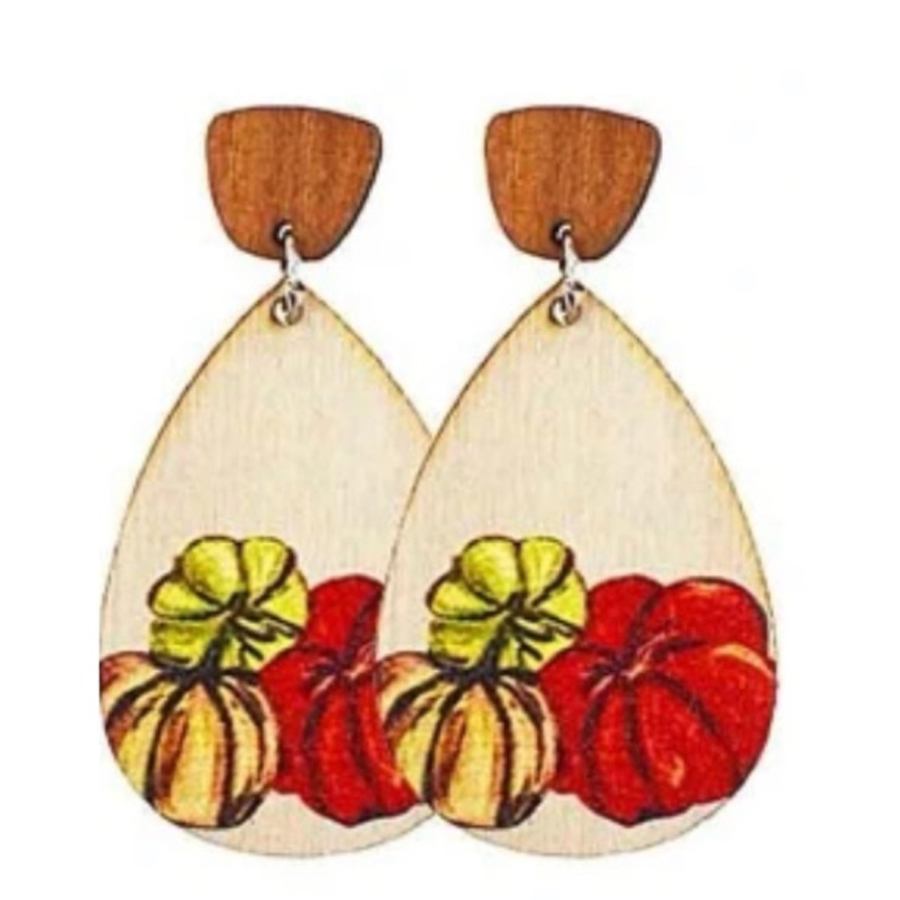 NEW! Pumpkin & Gourd Teardrop Statement Earrings